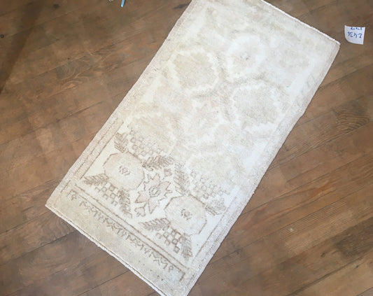 1.6x3.1  feet faded color bedroom small rug, handmade vintage kitchen area mini rug, turkish bathroom mini area rug, wool natural brown rug