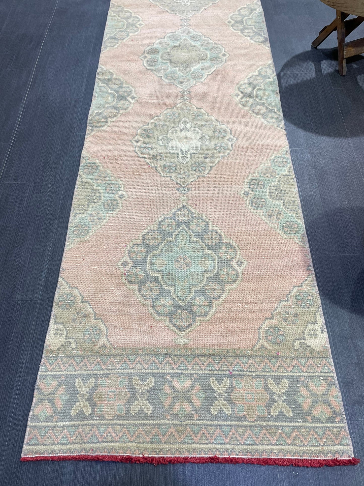 Muted Oushak Runner Rug, Turkish Runner 2.9 x 11.5 Rug Vintage Runner Rug Hallway Runner Rug Kitchen Runner Rug Wool Runner Handmade Runner