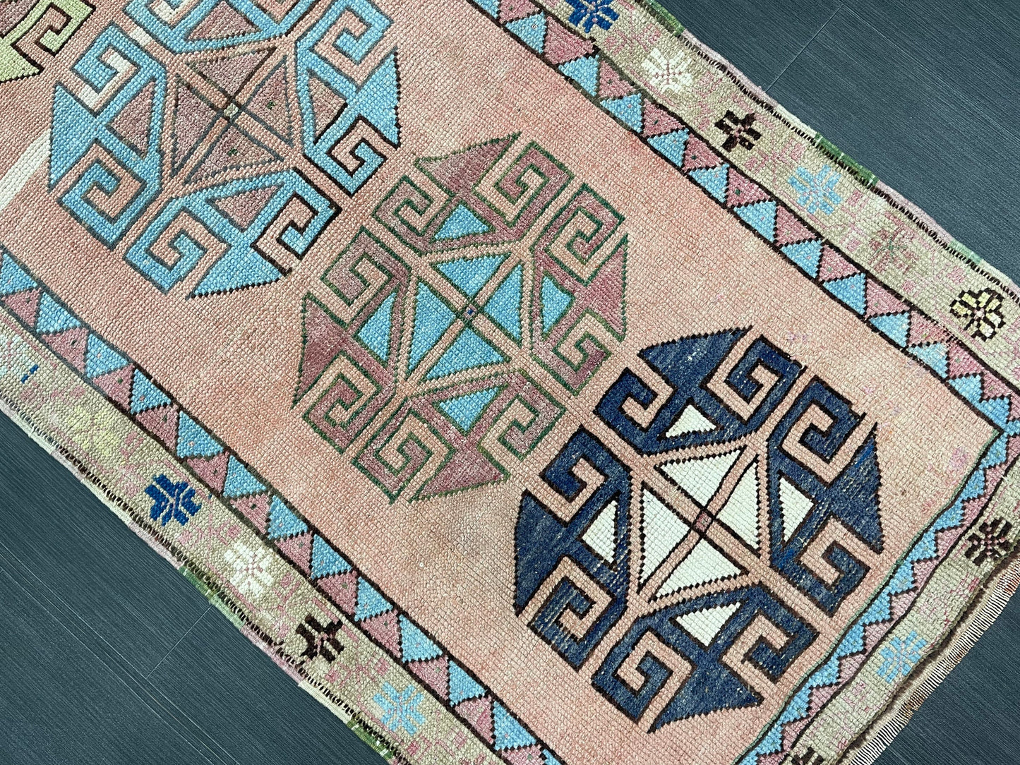 Muted Vintage Runner Rug 2.9 x 6.8  Turkish Runner Rug Vintage Muted Runner Rug Hallway Runner Soft Wool Runner