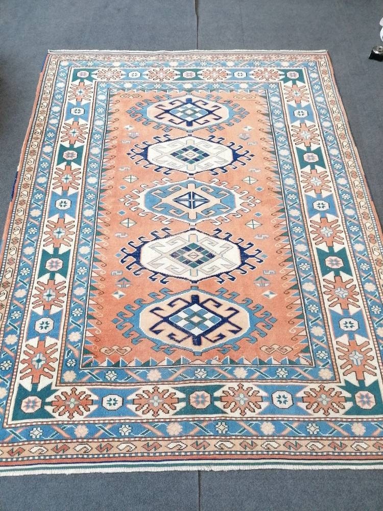Turkish rug, vintage rug,hand made wool rug, 5'4x7 oushak vintage rug, kitchen rug bohemian rug