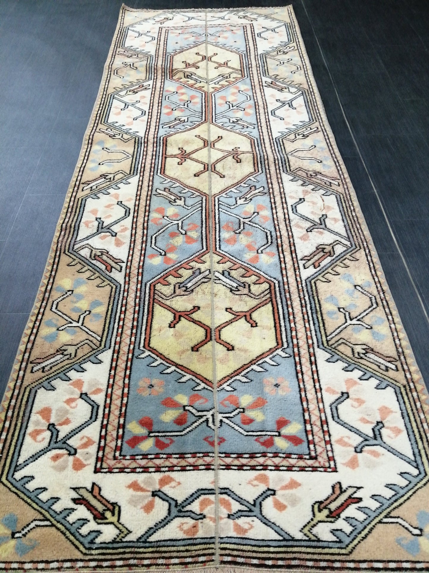 3 x 8.9 Runner Rug Handmade Patchwork Runner Rug Vintage Runner Rug Hallway Runner Rug Kitchen Runner Rug Wool Runner Rug Wool Oushak Rug