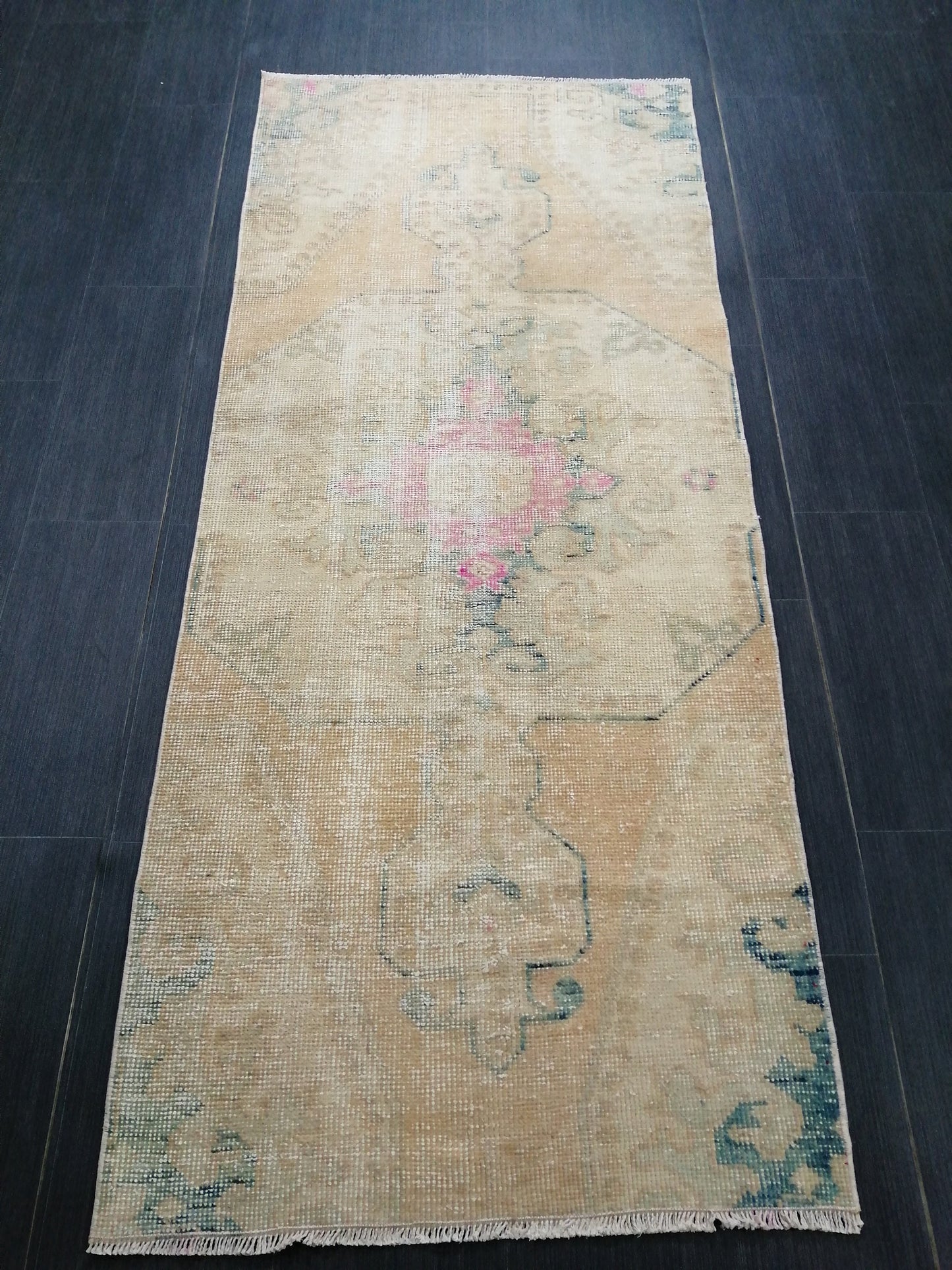 2.8 x 6.5 Distressed Runner  Rugs, Hand Made runner Rug, Oushak Rug, Rustic Rug, Rug Runner, Turkish Rug, Vintage Rug, Wool rug