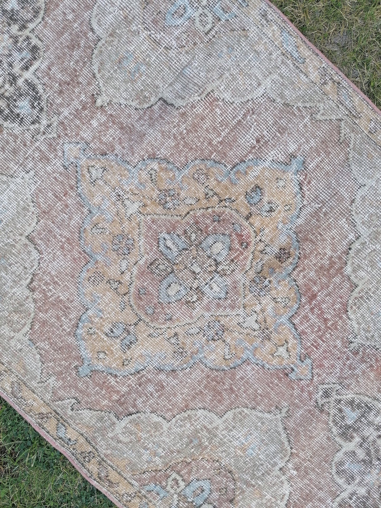 3'2x12'9 oushak turkish runner rug, kitchen wool runner rug ,vintage hallway rug, vintage hand made rug