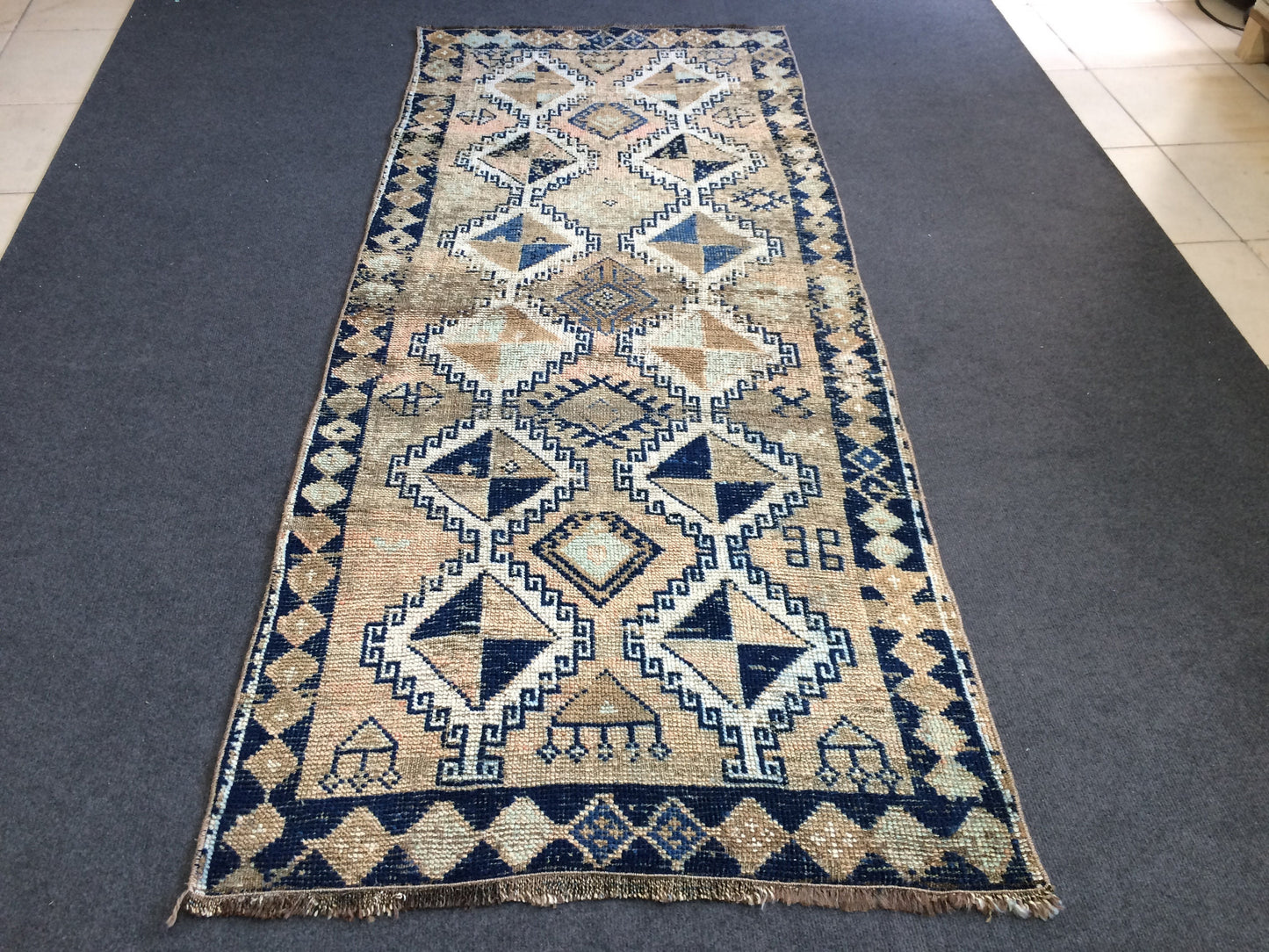 Old Turkish Rug, Oushak Rug, Wool Oriental Blue Rug, Oushak Runner Rugs, Farmhouse Rug, Vintage Rug, Vintage Rug, Hand Made Rug
