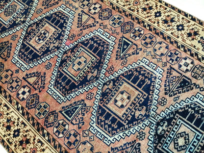 4.8 x 10 Runner RUG Navy Blue Vintage Persian Rug TURKISH Oushak Rug Vintage Runner Rug Vintage Runner Rug Wool Oushak Rug Hand Made Runner