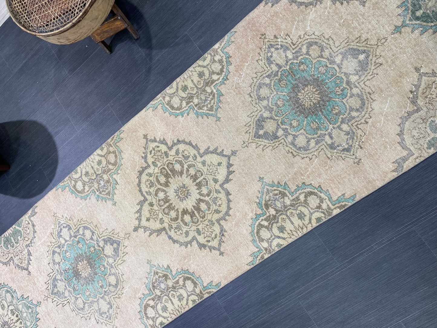 Distressed VINTAGE Rugs, Handmade Runner Rug, Oushak 2.9 x 12.2 Rug, Rustic Runner Rug, Antique Rug, Turkish Rug, Farmhouse Rug, Wool rug