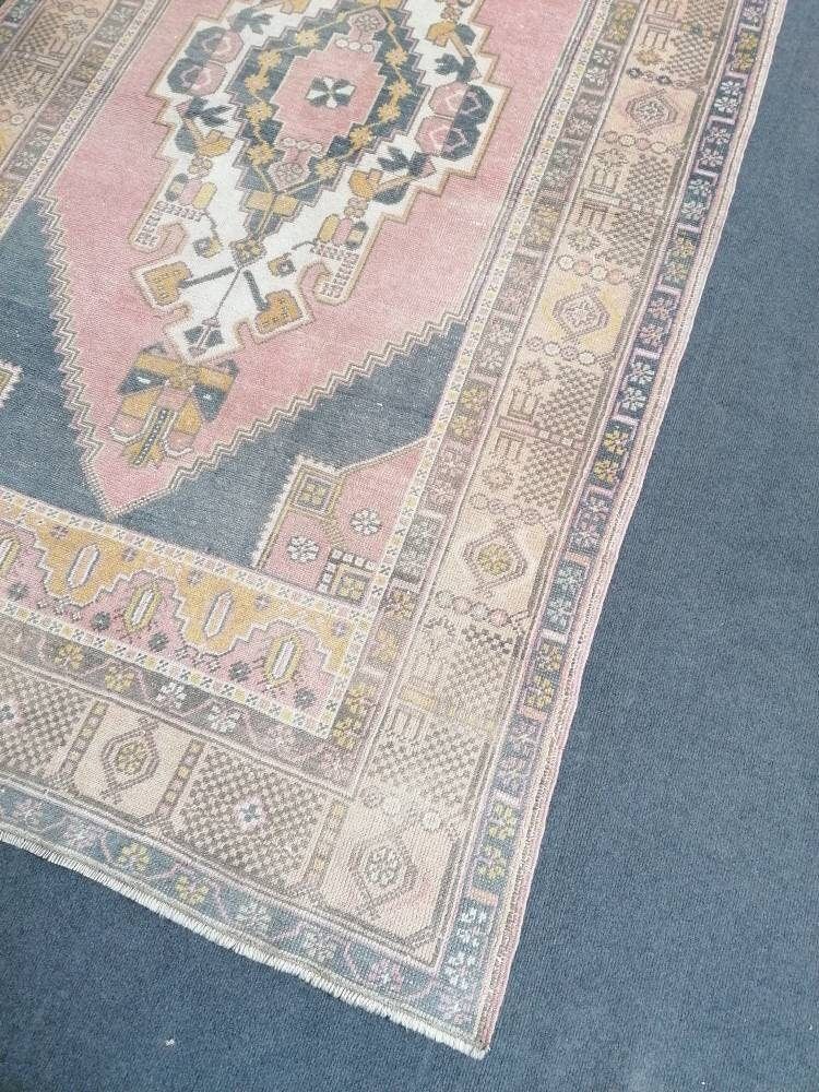 Oushak turkish wool rug 4'6x8 turkish handmade rug, vintage rug,kitchen rug, living room rug, bohemian rug