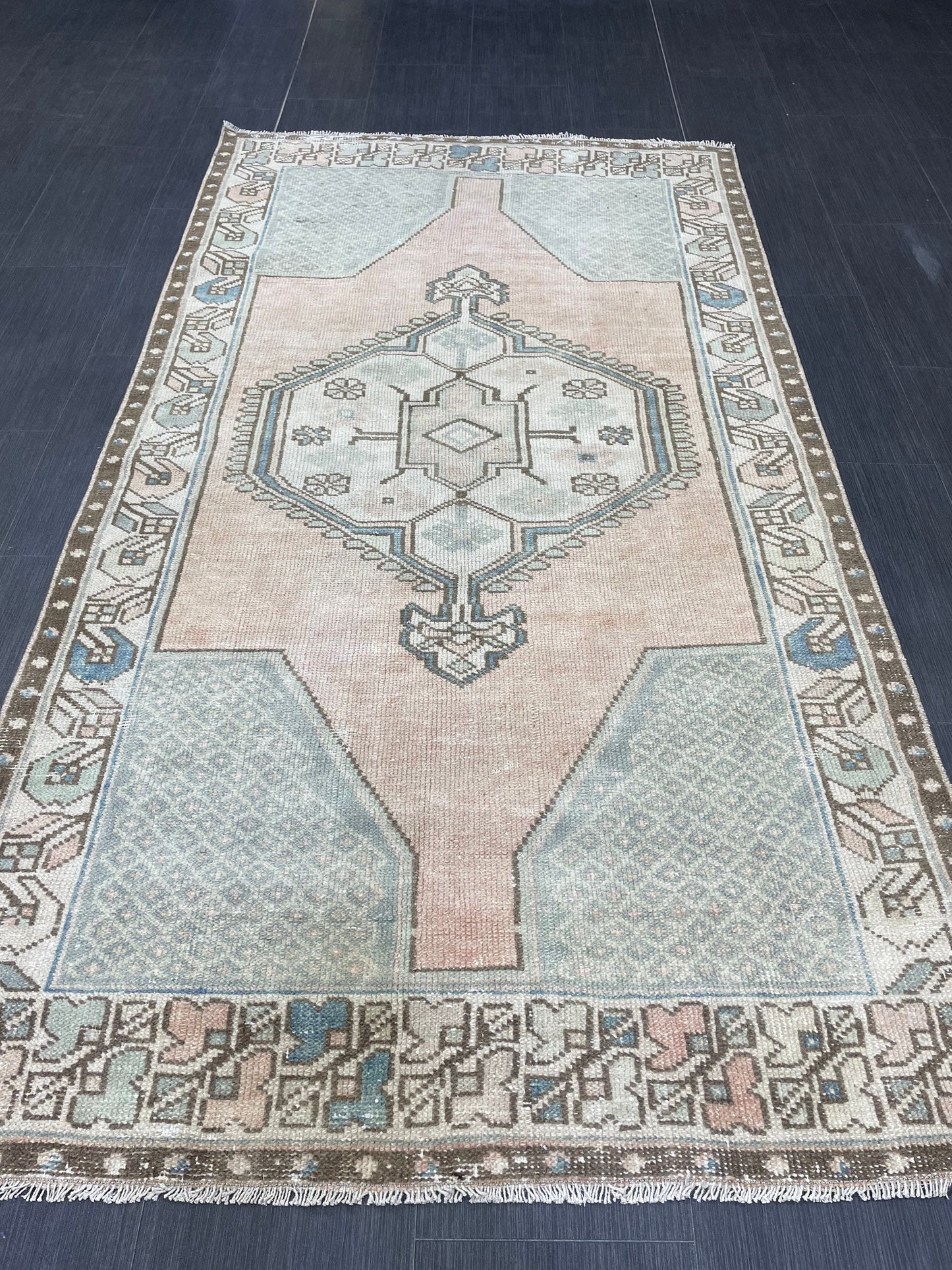 Handmade Rug, Hand Knotted 3.8 x 7 Rug, Oushak Rug, Rustic Rug, Bohemian Rug, Turkish Rug, Antique Rug, Vintage Rug, Wool rug