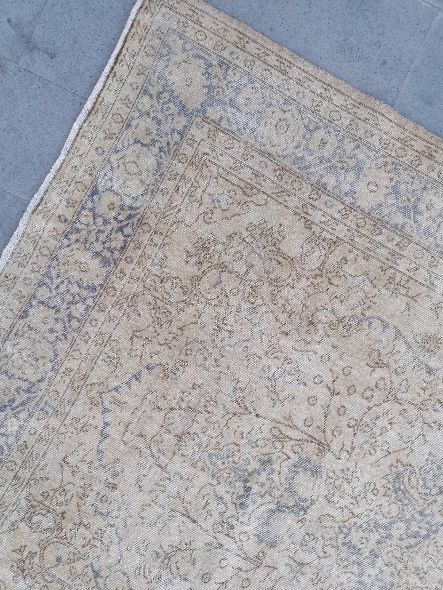 7 x 10 large vintage oushak rug, handmade rug, distressed rug