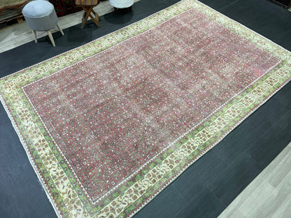 Floral Vintage OUSHAK RUG Antique TURKISH Rug Vintage Distressed Oriental Rug 6.7 x 10.3 Wool  Rug Hand Made Vintage Rug 7x10 Turkish Rug