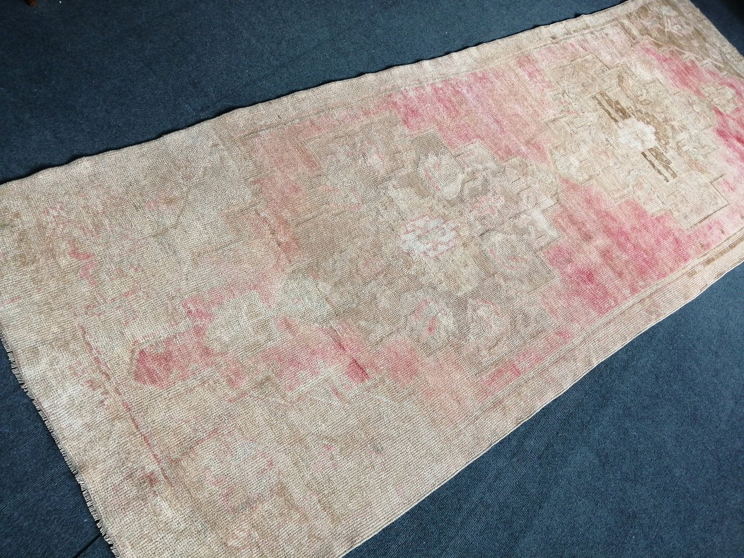 3.7 x 10 Oushak Runner Rug Turkish Runner Rug Pink Vintage Runner Rug Hallway Runner Rug Kitchen Runner Wool Runner Rug Company Wholesalerug