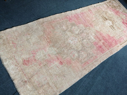 3.7 x 10 Oushak Runner Rug Turkish Runner Rug Pink Vintage Runner Rug Hallway Runner Rug Kitchen Runner Wool Runner Rug Company Wholesalerug