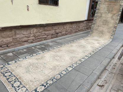 Muted Extra Long Turkish Runner Very Long Muted Oushak Runner Rug 5 x 22.4 Vintage Runner Rug XL Oriental Runner Rug Staircase Runner rug