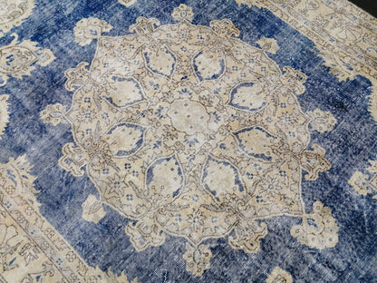 Blue OUSHAK RUG TURKISH Distressed Oushak Rug Vintage 7.5 x 11 Runner Rug Vintage Rug Wool Oriental Rug Hand Made Rugs Vintage Turkish Rug