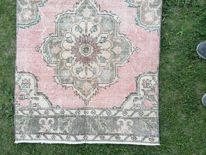 Vintage wool runner 2'10x12'7 hallway oushak runner, distressed turkish handmade runner, kitchen runner rug, entery rug