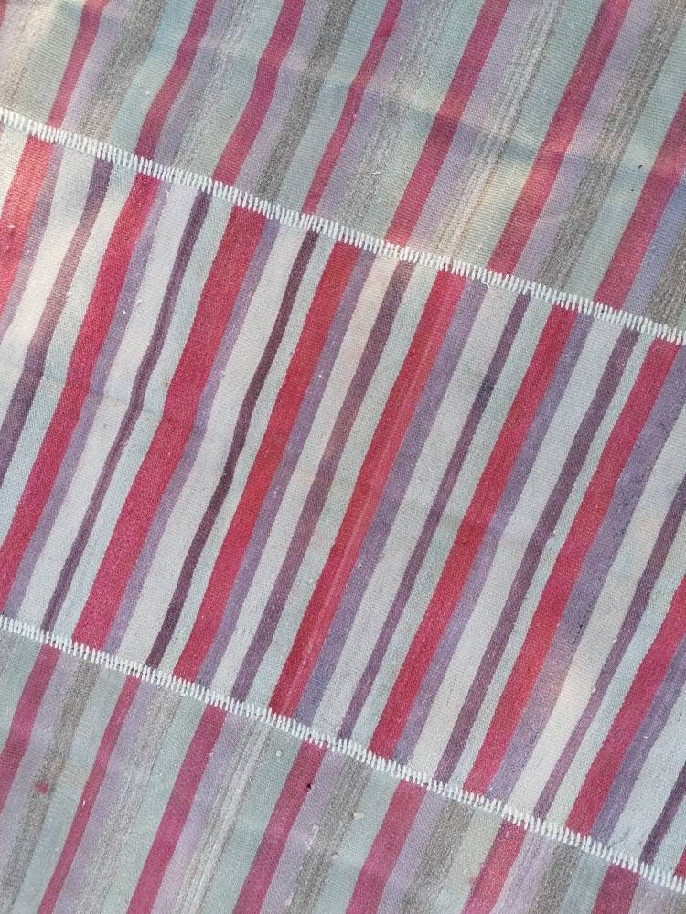 6'9x8'5 flatwoven kilim rug, stripe turkish hand made rugs  vintage turkish rugs oushak rug vintage oushak rug, wool rug