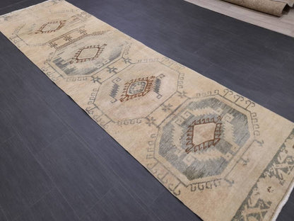 Muted Vintage Runner Rug 2.7 x 10 Muted Turkish Runner Rug Oriental Runner Rug Hallway Runner Rug Kitchen Runner Rug Persian Runner