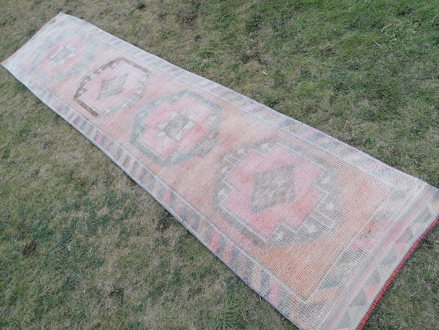 Turkish runner rug,vintage rug,vintage oushak rug 2'10x12'3 wool runner, hand made kitchen rug, hallway runner rug