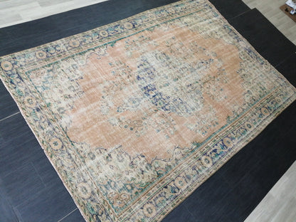 9.8 x 6.8 OUSHAK RUG TURKISH Oushak Rug Vintage Oushak Runner Rug Vintage Runner Rug Wool Oushak Rug Hand Made Rugs Vintage Turkish Rug