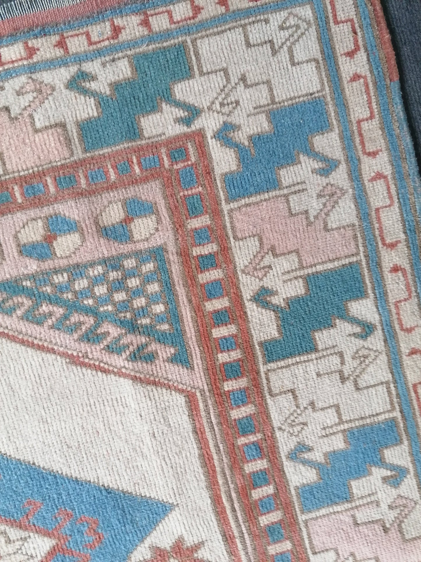 6x8 feet oversize vintage turkish rug, soft oushak handmade rug, pastel blue kitchen area rug, lounge anatolian rug,oversize office area rug