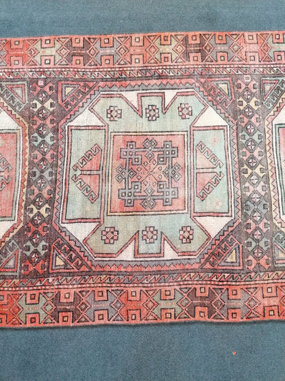 9x3'3 old vintage runner rug, anatolian runner rug, turkish vintage runner rug,hallway runner rug,kitchen runner rug