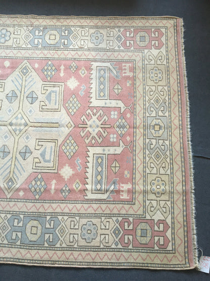 5x7 feet handmade turkish large rug, big wool oushak rug, red vintage largest area rug, bohemian blue kitchen rug, bedroom floor etnique rug