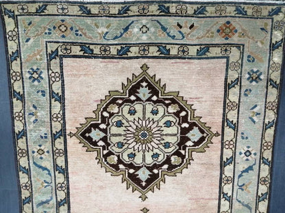 Muted Wool Runner Rug  Muted 4.6 x 9.5 Oushak Runner Rug Turkish Runner Rug Vintage Runner Rug Hallway Runner Rug Wool Kitchen Runner Rug