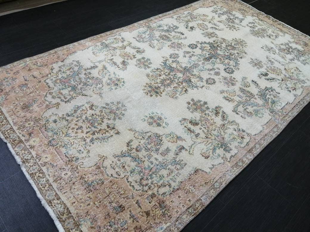 Vintage Rug, Muted 4.8 x 8.5 Rug, Living Room Rug,Oushak Rug,Hand Knotted Rug Cute Rug,Turkish Rug Vintage Fun rug
