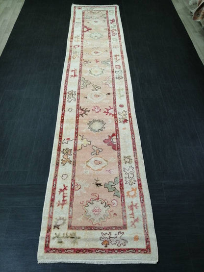 Vintage Turkish Oushak Runner Rug 2.9 x 14 Turkish Runner Rug XL Vintage Muted Runner Rug Extra Long  Runner Rug Plush Soft Wool Runner