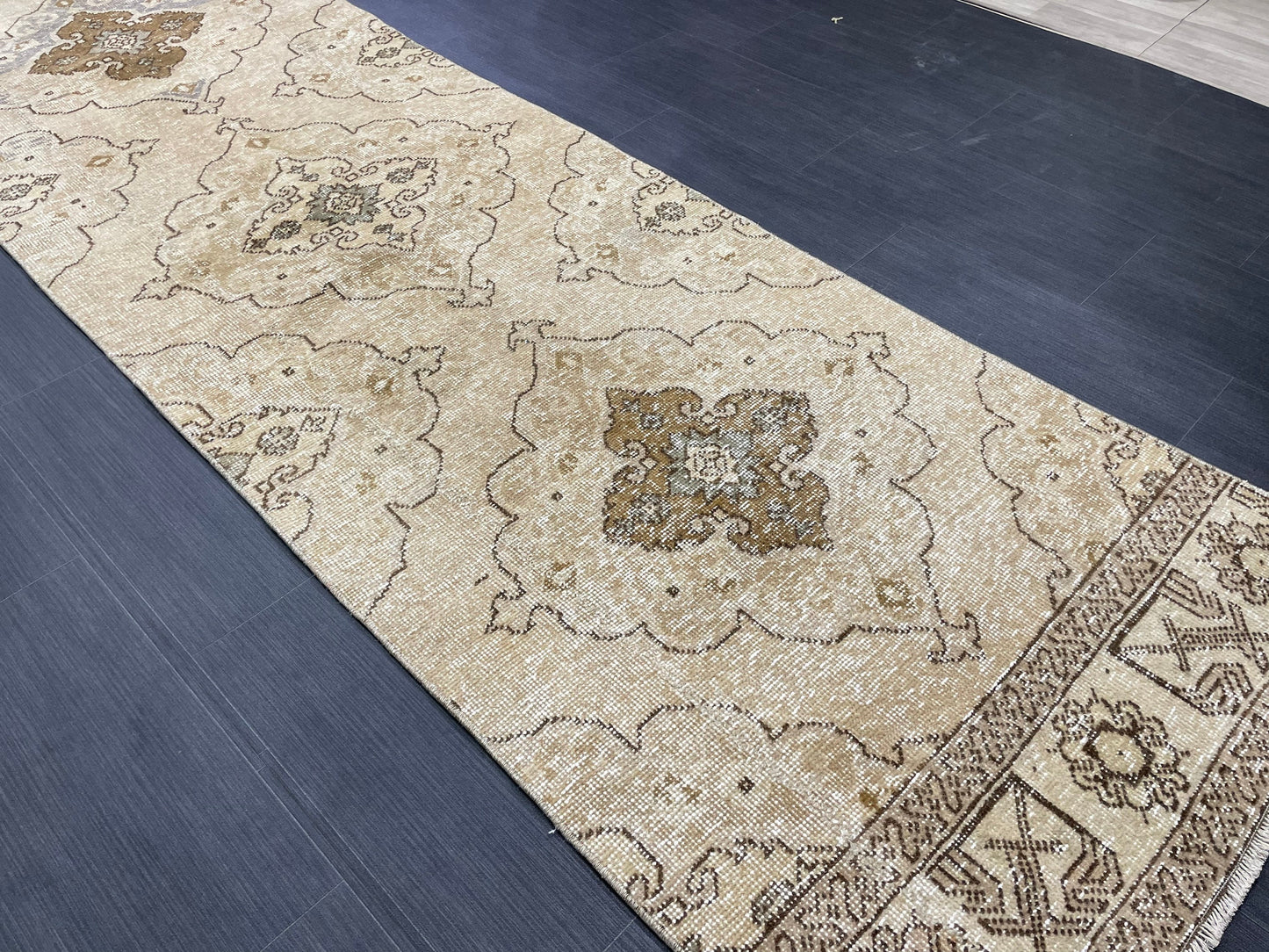 Hand Knotted Runner Rug Turkish Runner 2.7 x 13.5 Rug Vintage Runner Rug Hallway Runner Rug Kitchen Runner Rug Wool Runner Wool Oushak Rug