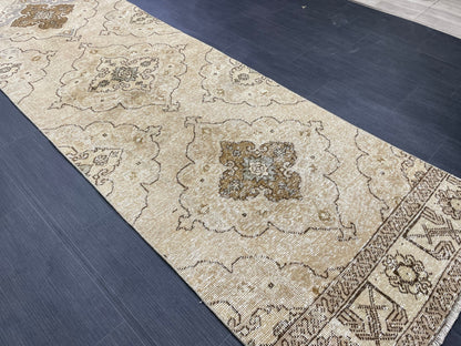 Hand Knotted Runner Rug Turkish Runner 2.7 x 13.5 Rug Vintage Runner Rug Hallway Runner Rug Kitchen Runner Rug Wool Runner Wool Oushak Rug