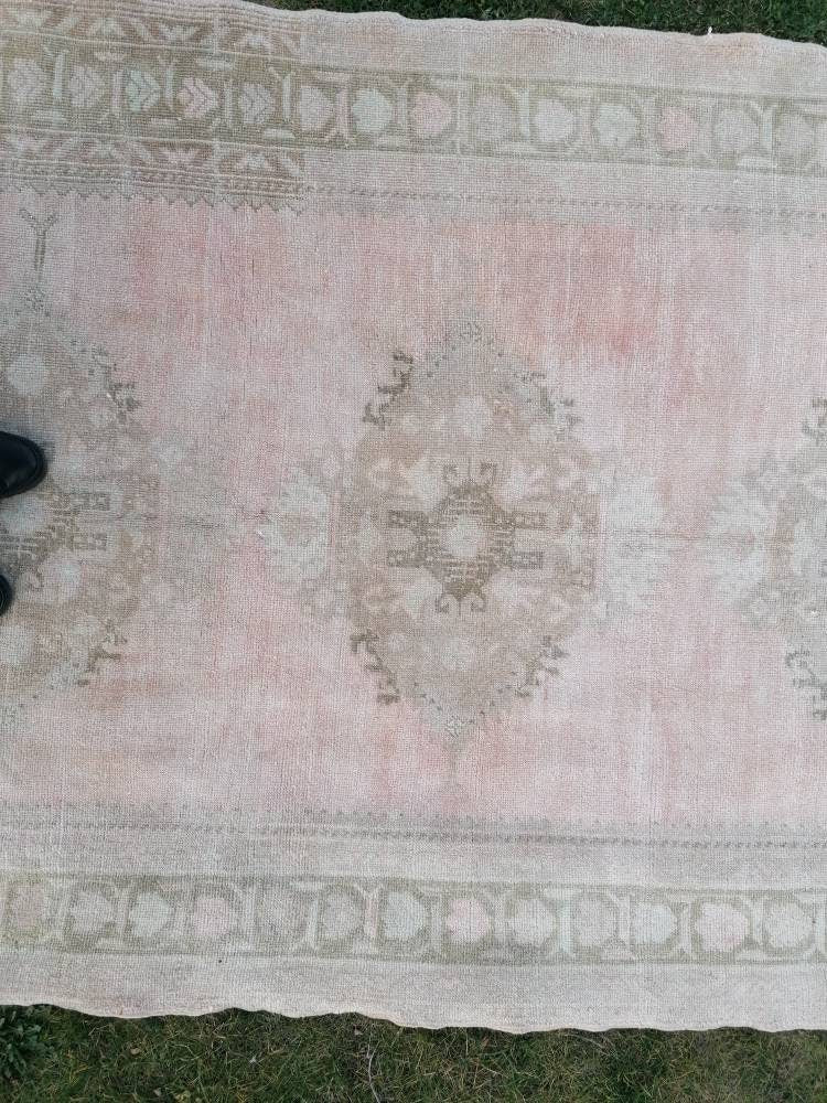 Muted vintage runner, oushak runner wool runner 5'2x12 handmade hallway runner, kitchen vintage anatolian rug