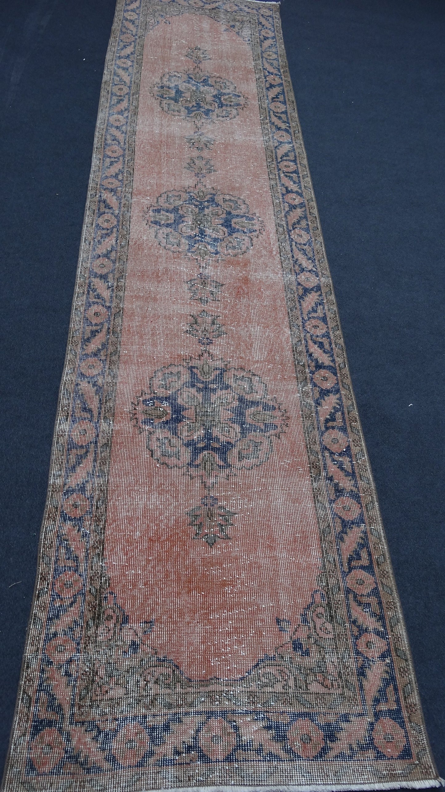 Runner rug, distressed vintage rug, hallway runner rug 141x34 inches