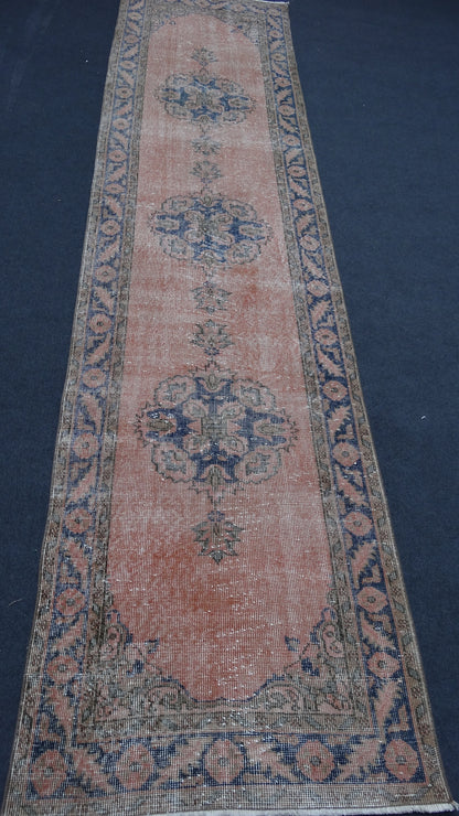 Runner rug, distressed vintage rug, hallway runner rug 141x34 inches