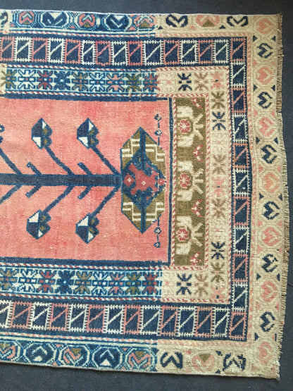 3.5x6 feet handmade turkish rug, vintage oushak bedroom rug, anatolian kitchen muted rug, etnique large laundry rug,large wool entryway rug