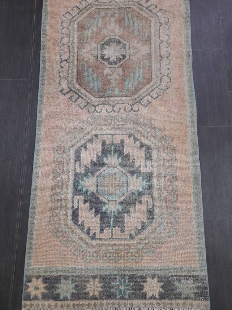 Vintage Runner Rug 3 x 11.6 Turkish Runner Rug Handmade Runner Rug Hallway Runner Kitchen Runner Rug Wool Runner Rug Oriental Runner