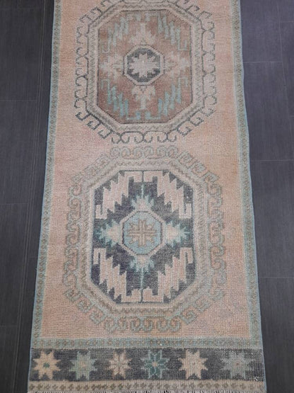 Vintage Runner Rug 3 x 11.6 Turkish Runner Rug Handmade Runner Rug Hallway Runner Kitchen Runner Rug Wool Runner Rug Oriental Runner