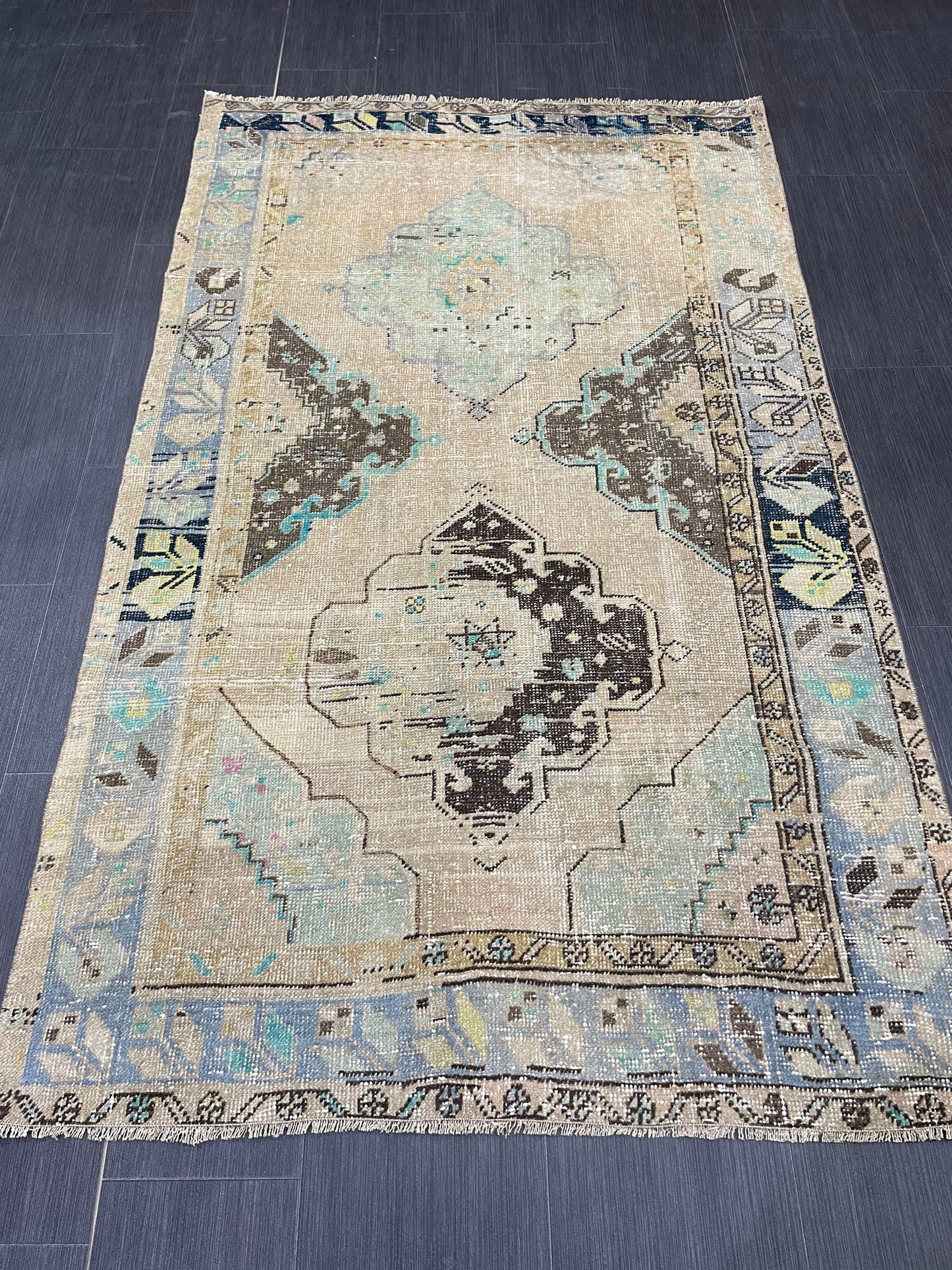 Muted 3.6 x 6 Rug Handmade Rug, Oushak Rug, Rustic Rug Hand Knotted Rug, Rug Runner, Turkish Rug, Farmhouse Rug, Vintage Rug, Wool rug