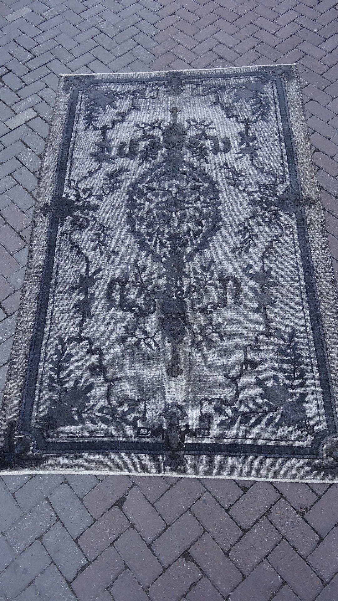 Grey Area Rug Vintage Rug Vintage living room rug Dark wool  Oriental RUG, Turkey Rugs Modern Oushak Rug Modern rug, Vintage Rug Persian