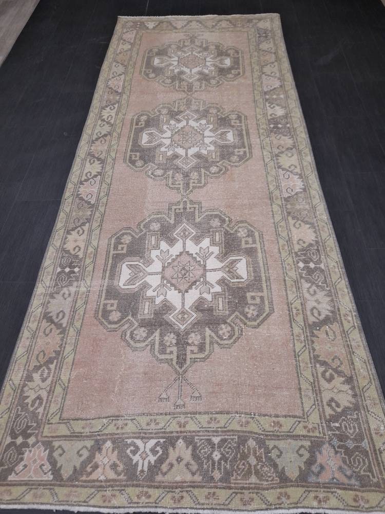 Vintage Turkish Oushak Runner Rug 4.2 x 11 Muted Vintage Runner Rug Hallway Runner Rug Kitchen Runner Rug Wool Runner Rug Wool Oushak Rug