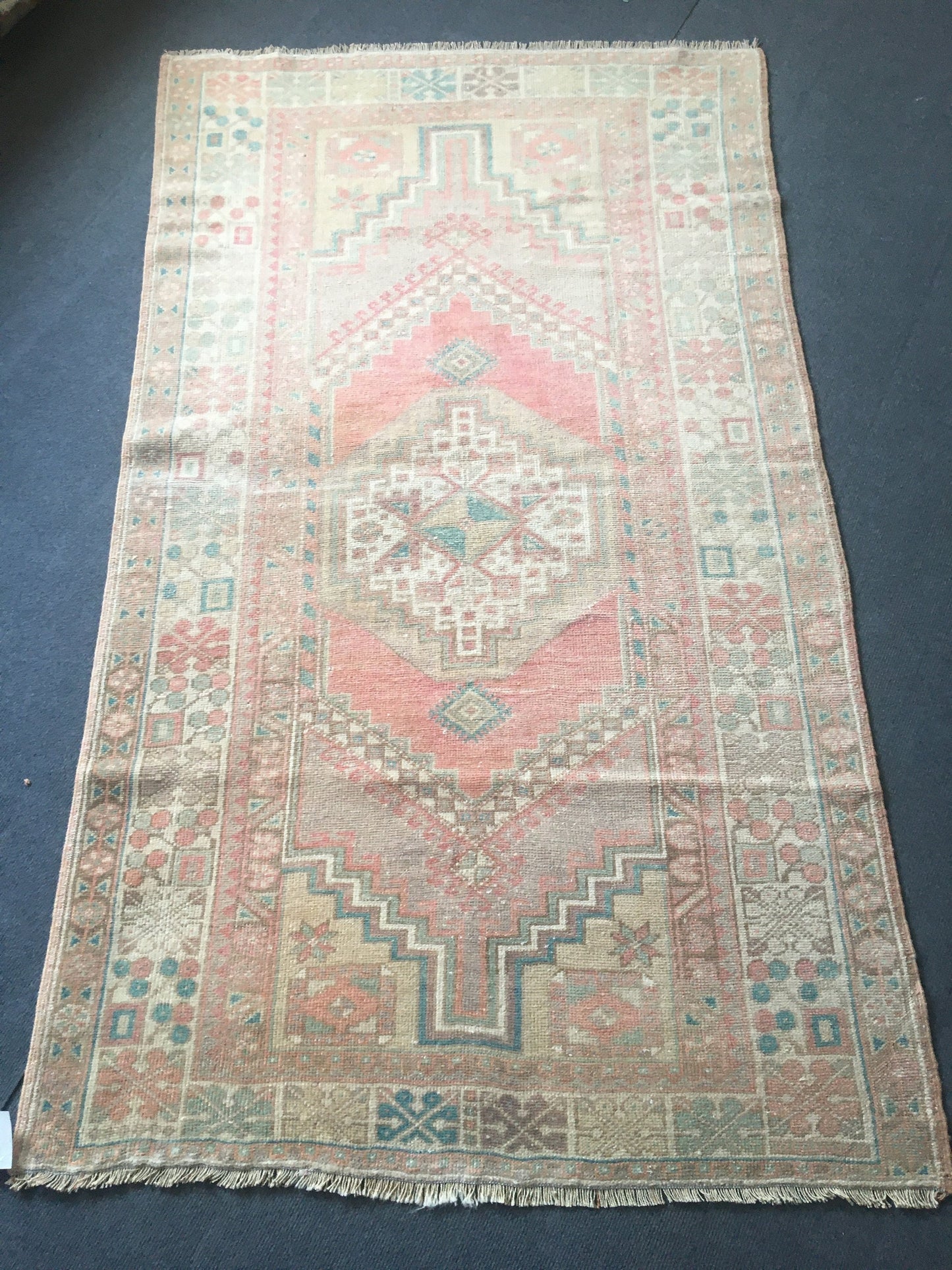 3.5x6 feet destroyed turkish handmade rug, large vintage beige kitchen rug, wool oushak large living room carpet, bedroom area anatolian rug