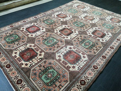 Turkish Rug, Vintage Oushak Rug, Oriental Rugs, Wool Rug, 9.4 x 6.2 High Pile Farmhouse Rug, Vintage Rug, Hand Made Rug Persian Rug 6x9 rug
