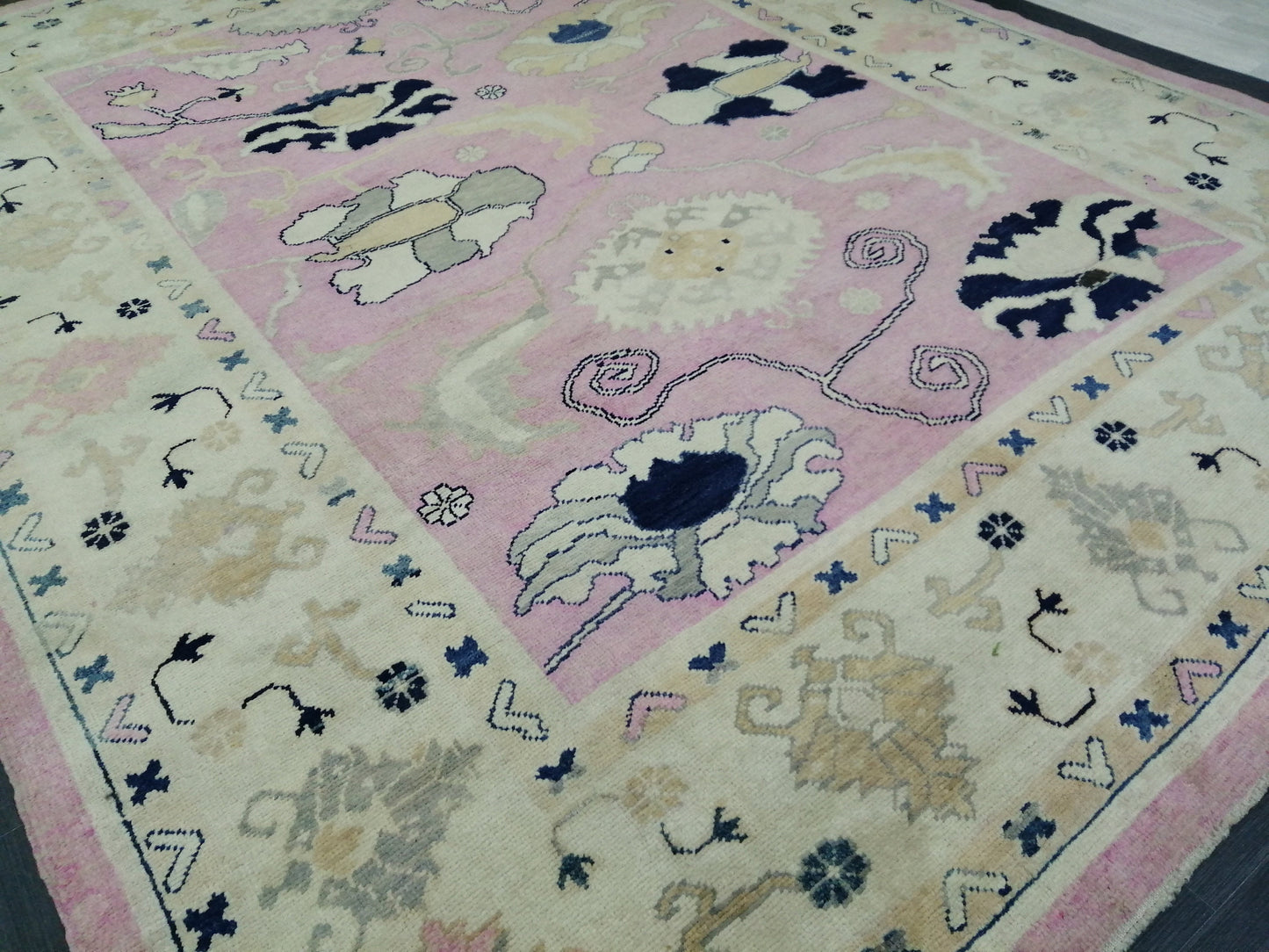 9x11.8 OUSHAK RUG, TURKISH Oushak Rug, Vintage Oushak  Rug, Rug, Wool Vintage Rug Hand Made Rugs, Made In Turkey Oushak Rug, 9x12 high Pile