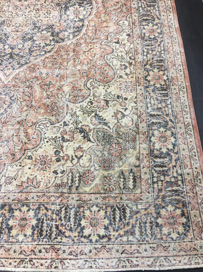 Muted Large Handmade RUG 7.8 x 11.8 TURKISH Rug Vintage Oushak Rug Muted Vintage Rug Wool Persian Rug Hand Knotted Rug Vintage 8x12 Rug