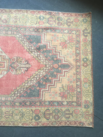 4x7 feet vintage bedroom rug, handmade turkish large kitchen carpet, oushak living room etnique rug, pink lounge wide rug, gray wool kid rug