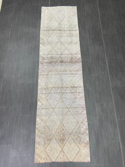 Muted Runner Rug Turkish 2.3 x 8.8 Runner Rug Vintage Runner Rug Hallway Runner Rug Kitchen Runner Rug Wool Runner Handmade Runner Rug