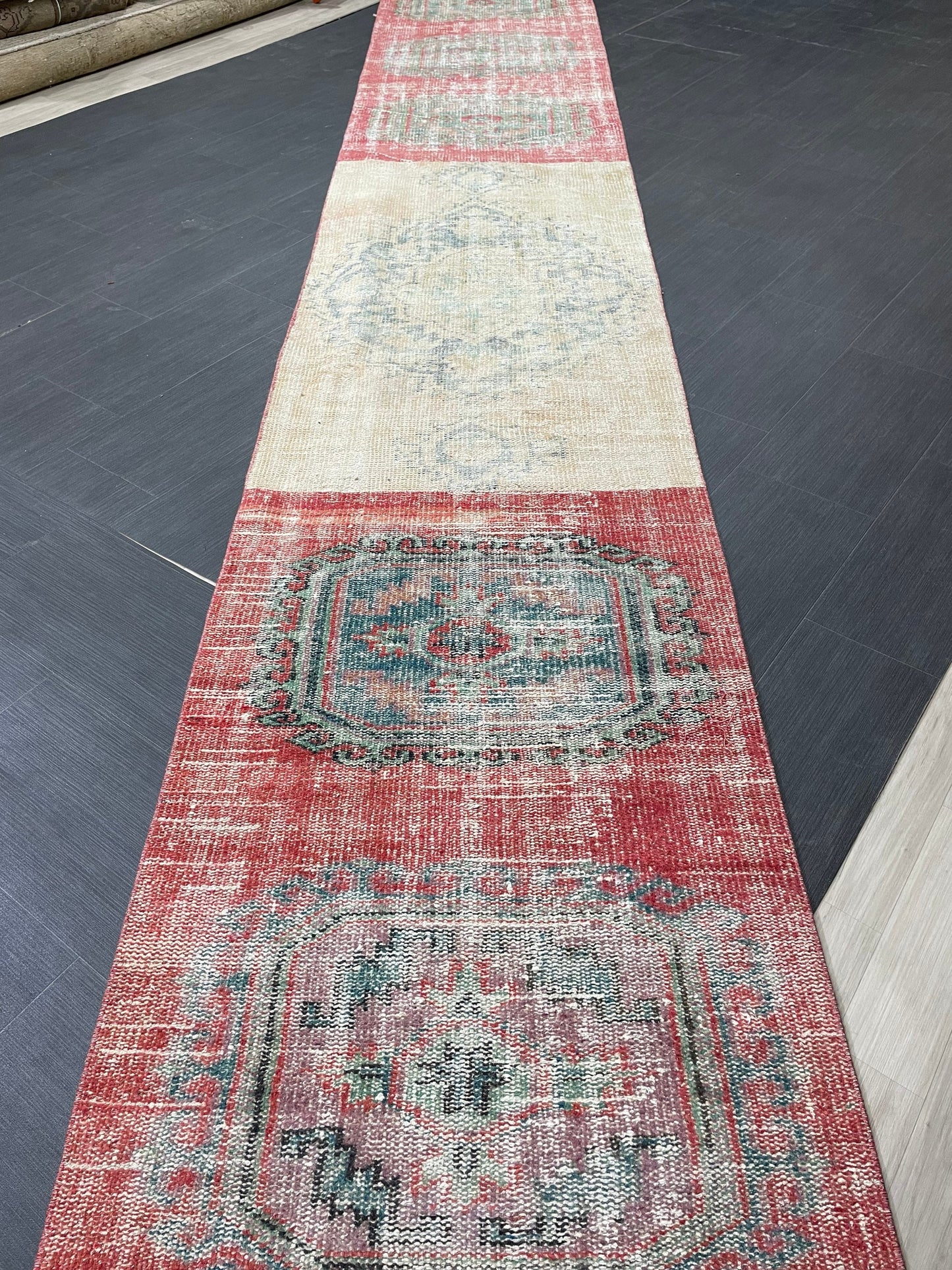 Staircase Runner Rug 2.6 x 22 ft Extra Long TURKISH Runner Rug Vintage Runner Rug Distressed Runner Rug Patchwork Runner Hand Knotted Runner