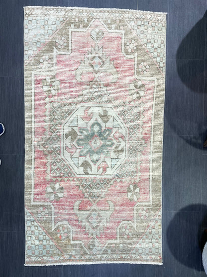 Handmade 3x5.6 Rug, Eclectic Rug, ShabbyChic Rug,Rustic Rug,Bohemian Rug, OUSHAK Rug, Turkish Rug, Farmhouse Rug,Vintage Rug, Minimalist Rug