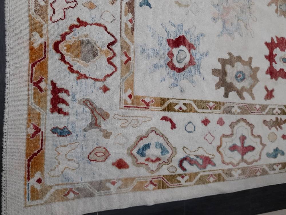 9x12 OUSHAK RUG Authentic TURKISH Oushak Rug Vintage Oushak Rug Wool Oriental Rug Hand Made Rug Hand Knotted Rug Made In Turkey Natural Dyes