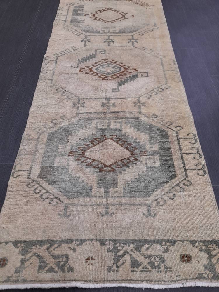 Muted Vintage Runner Rug 2.7 x 10 Muted Turkish Runner Rug Oriental Runner Rug Hallway Runner Rug Kitchen Runner Rug Persian Runner
